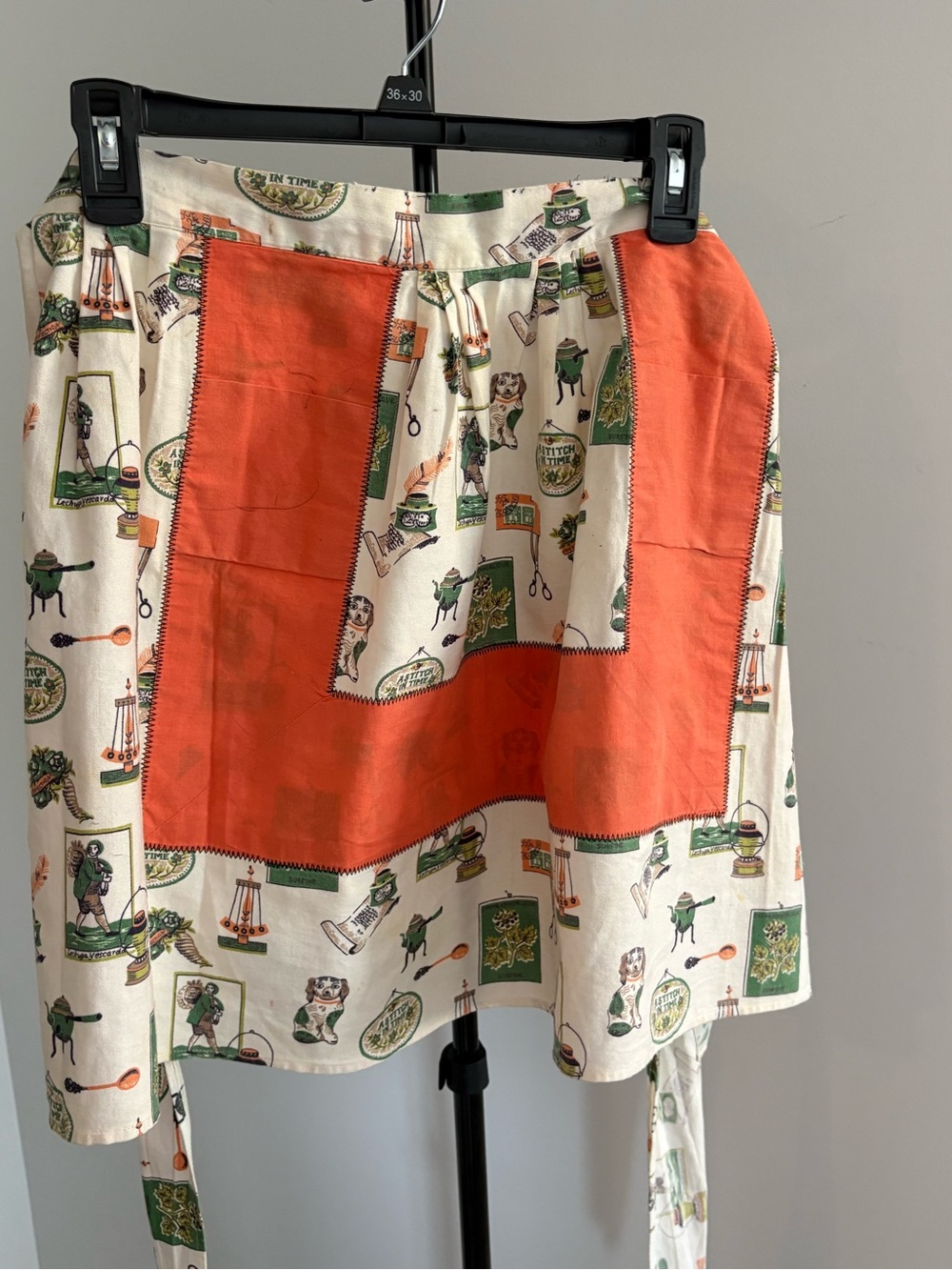 Vintage-Inspired Cream & Orange Patchwork Apron